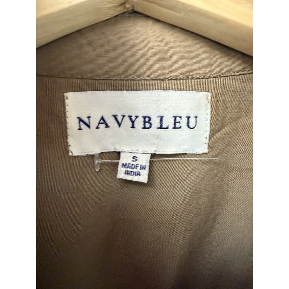 Navybleu Westport Dress $216 Beige Cotton Shift Ruffle Trim Puff Sleeve Size S - Picture 3 of 5